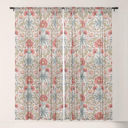 Victorian Botanicals - Carnations in Red and Green Window Curtain Gallery Image 21