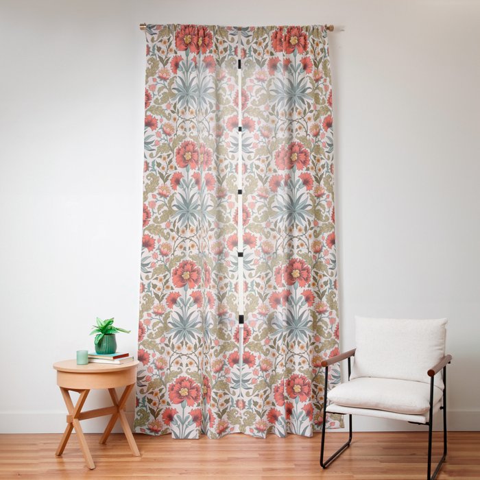 Victorian Botanicals - Carnations in Red and Green Window Curtain Gallery Image 16