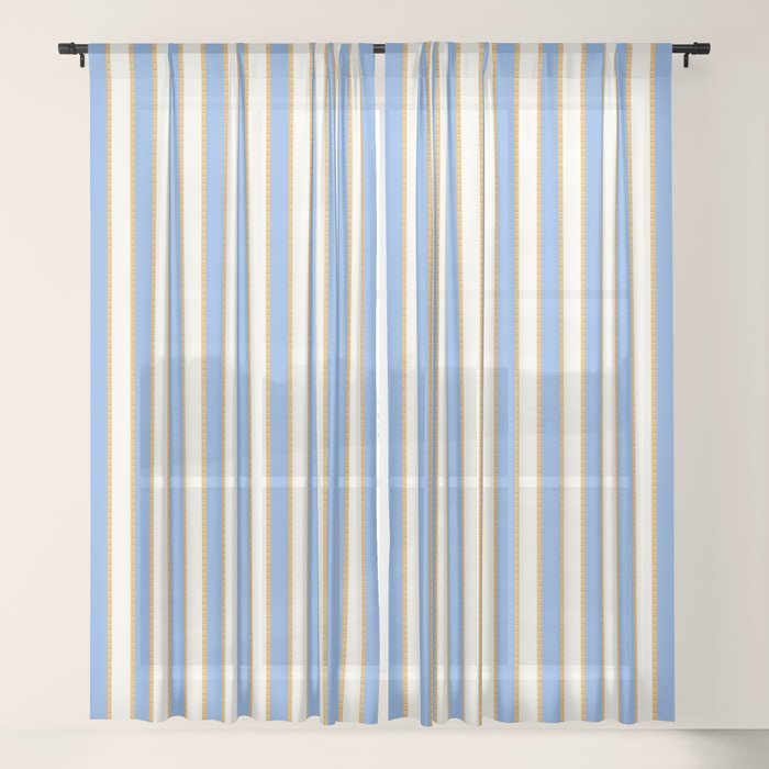 Vintage Cabana Stripe Pastel Blue And Gold Retro Coastal Beach Vibe Window Curtain Gallery Image 17