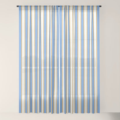 Vintage Cabana Stripe Pastel Blue And Gold Retro Coastal Beach Vibe Window Curtain Gallery Image 18