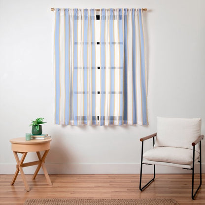 Vintage Cabana Stripe Pastel Blue And Gold Retro Coastal Beach Vibe Window Curtain Gallery Image 23