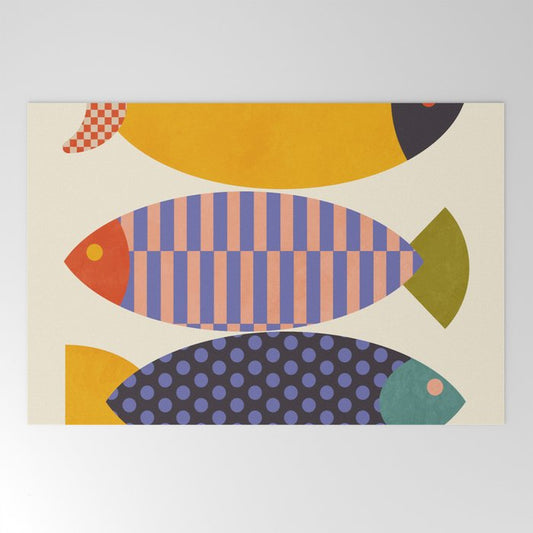 mid century abstract fishes Welcome Mat Gallery Image 2