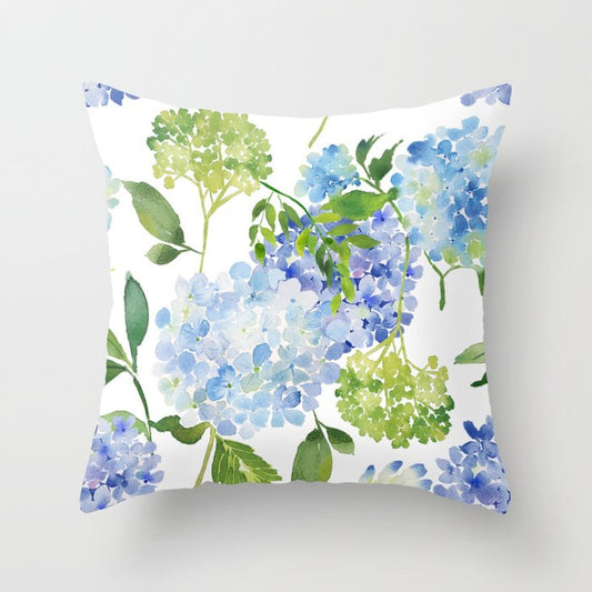 Blue Hydrangea Flowers Throw Pillow Gallery Image 2