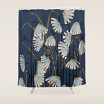 Linocut flower meadow blue Shower Curtain Gallery Image 1