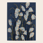 Linocut flower meadow blue Poster Gallery Image 1
