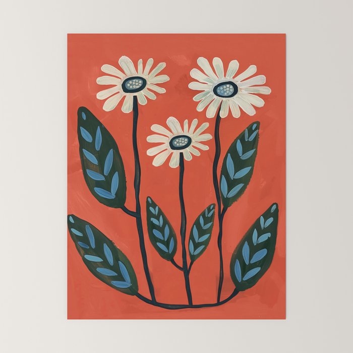 Terracotta Abstract Daisy Flowers Mini Art Print Gallery Image 6
