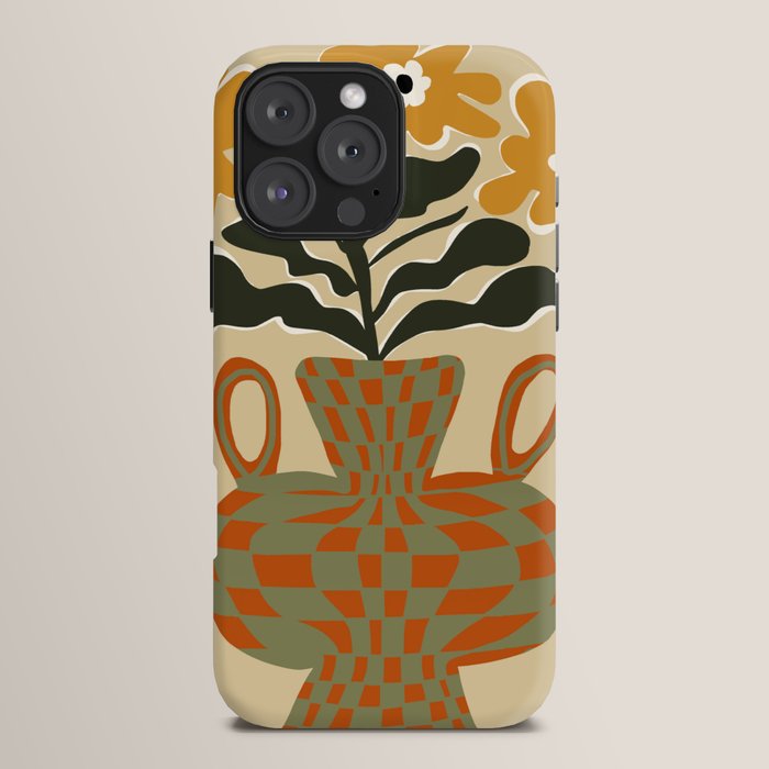 vintage flower vase with check iPhone Case Gallery Image 16