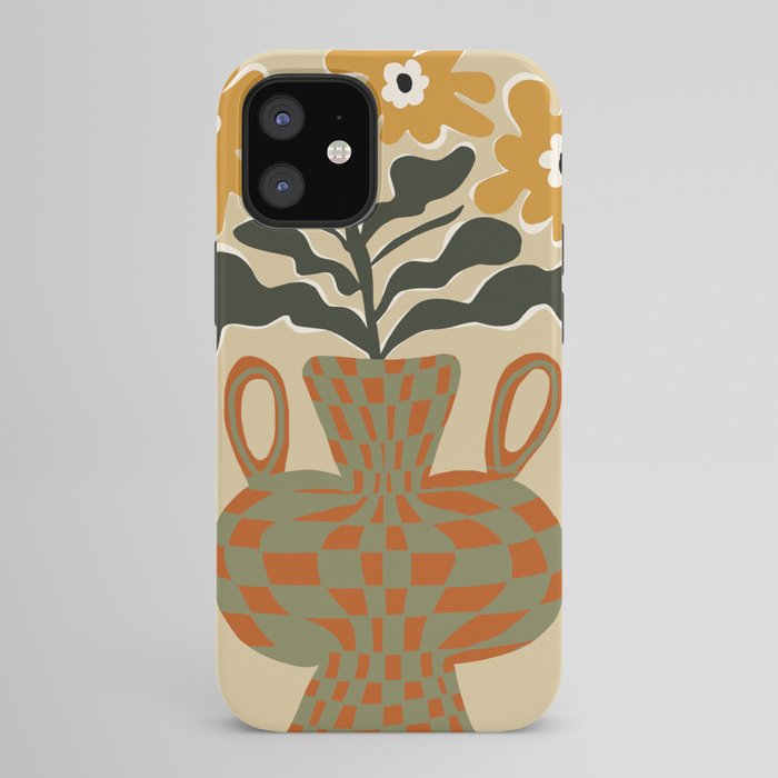 vintage flower vase with check iPhone Case Gallery Image 42