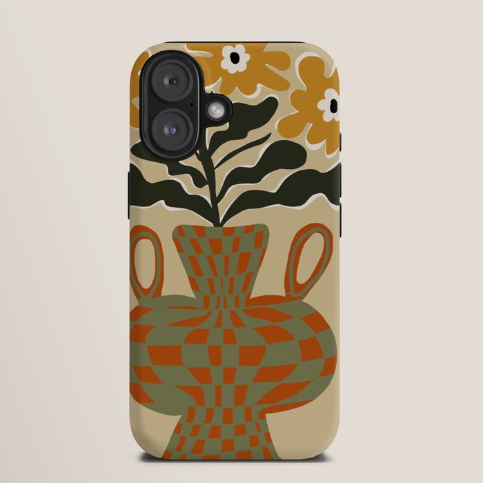 vintage flower vase with check iPhone Case Gallery Image 9