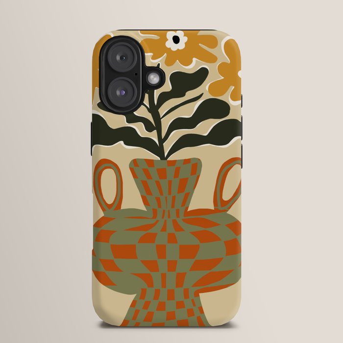 vintage flower vase with check iPhone Case Gallery Image 13