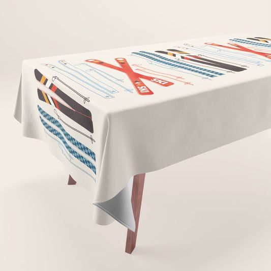 Retro Ski Illustration Tablecloth Gallery Image 1