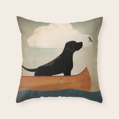 Black Lab Labrador Retriever Dog Canoe Ride Throw Pillow Gallery Image 6