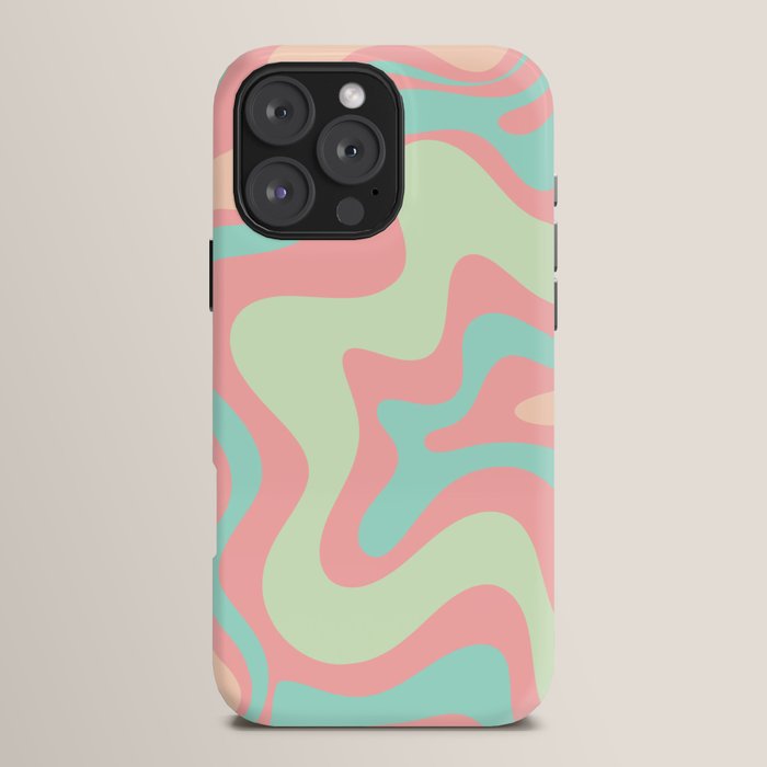 Retro Liquid Swirl Abstract Pattern in Pastel Sherbet Blush Pink and Mint iPhone Case Gallery Image 16