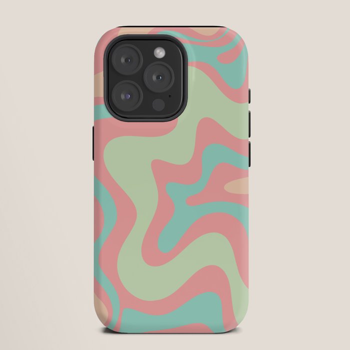 Retro Liquid Swirl Abstract Pattern in Pastel Sherbet Blush Pink and Mint iPhone Case Gallery Image 11