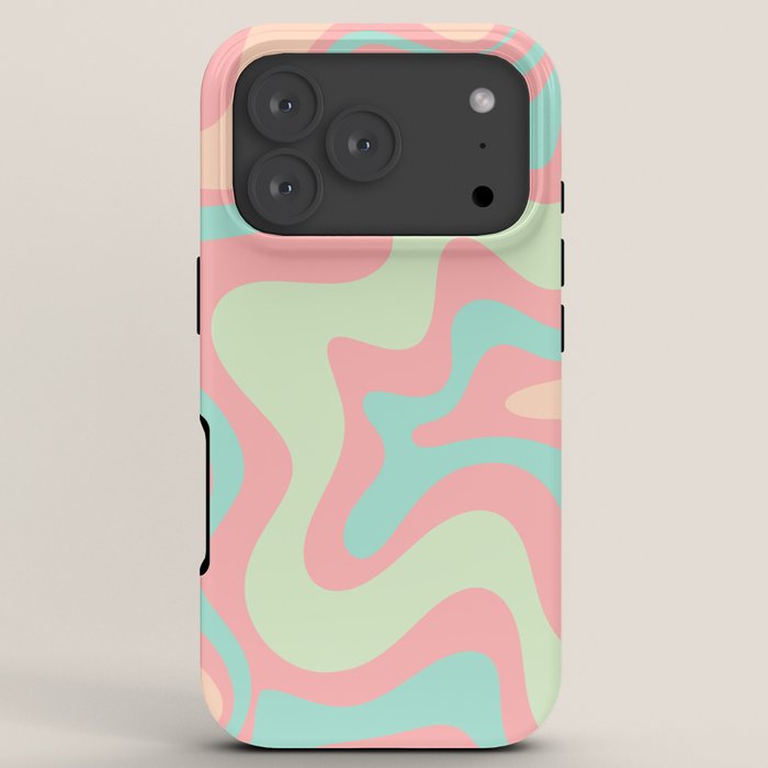 Retro Liquid Swirl Abstract Pattern in Pastel Sherbet Blush Pink and Mint iPhone Case Gallery Image 7