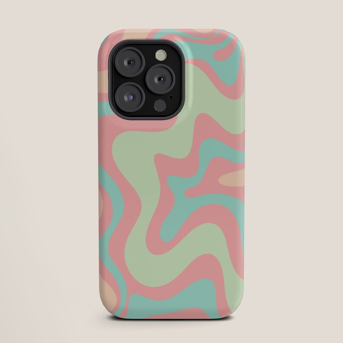Retro Liquid Swirl Abstract Pattern in Pastel Sherbet Blush Pink and Mint iPhone Case Gallery Image 19