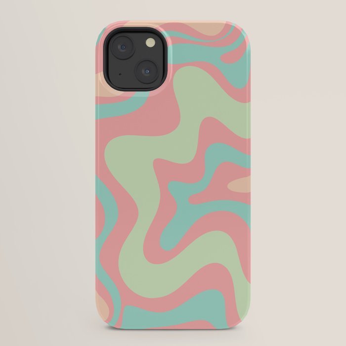 Retro Liquid Swirl Abstract Pattern in Pastel Sherbet Blush Pink and Mint iPhone Case Gallery Image 30
