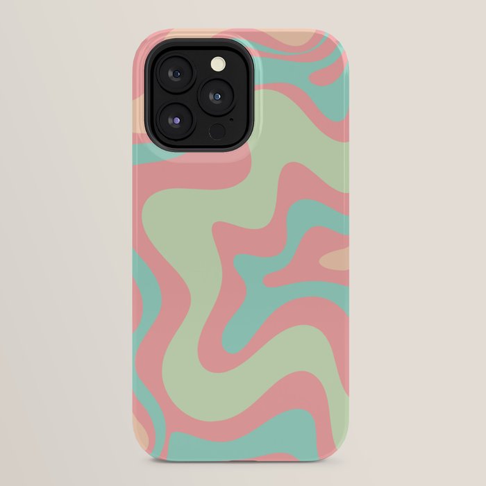 Retro Liquid Swirl Abstract Pattern in Pastel Sherbet Blush Pink and Mint iPhone Case Gallery Image 32