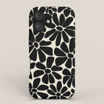 Black and White Retro Floral Art Print iPhone Case Gallery Image 1
