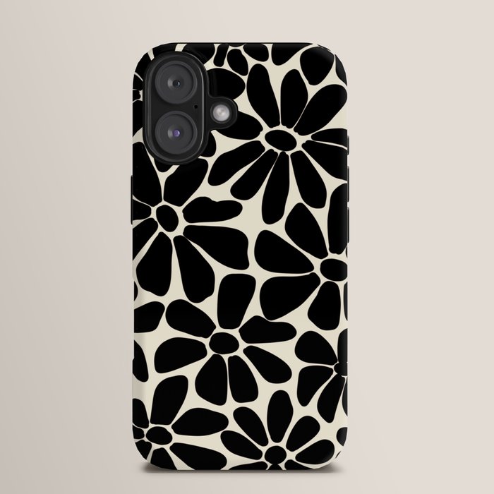 Black and White Retro Floral Art Print iPhone Case Gallery Image 13