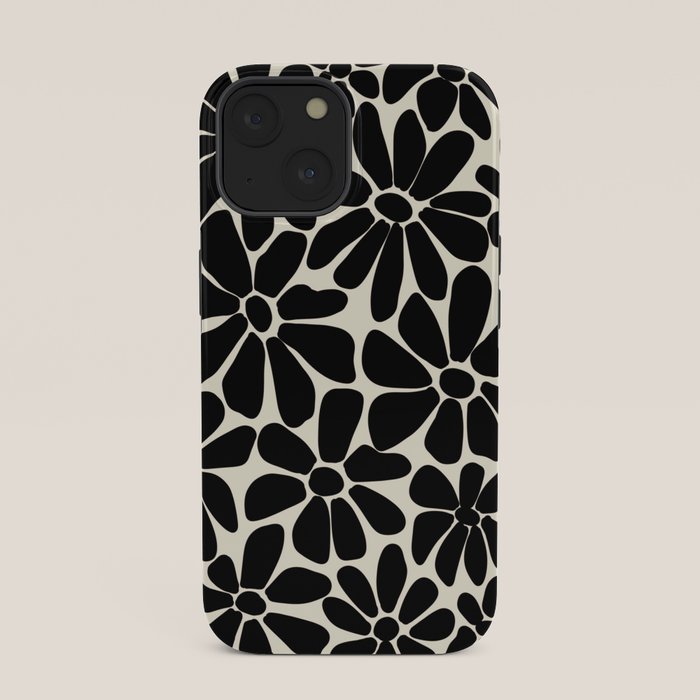Black and White Retro Floral Art Print iPhone Case Gallery Image 33
