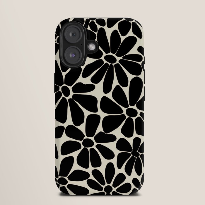 Black and White Retro Floral Art Print iPhone Case Gallery Image 9