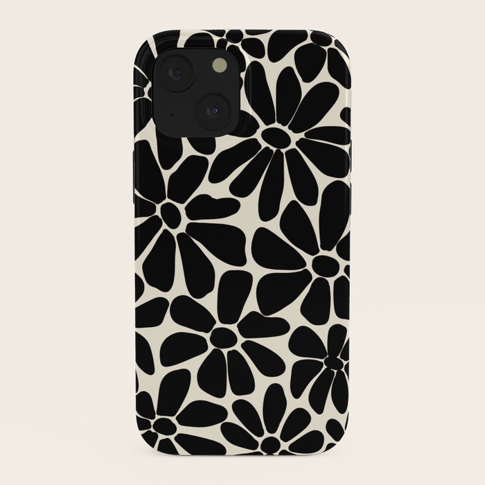 Black and White Retro Floral Art Print iPhone Case Gallery Image 38