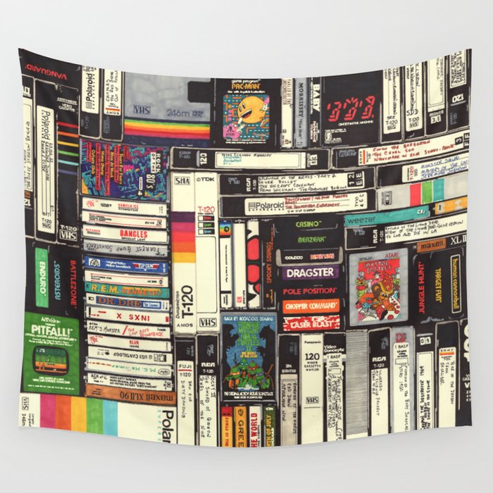 Cassettes, VHS and Video Games Wall Tapestry Gallery Image 1