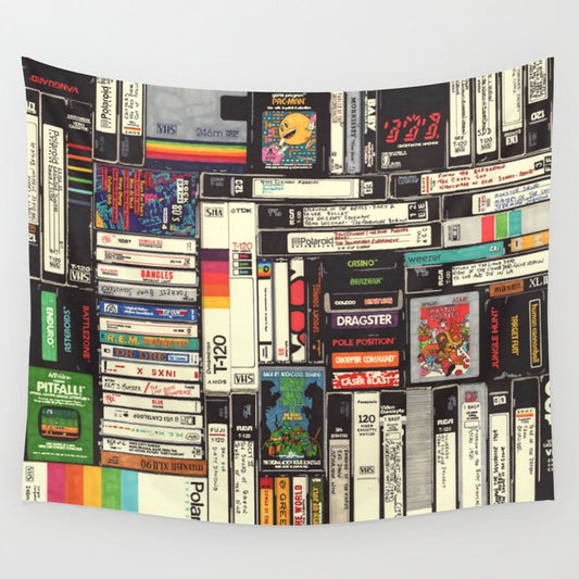 Cassettes, VHS and Video Games Wall Tapestry Gallery Image 1
