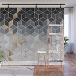 Soft Blue Gradient Cubes Wall Mural Gallery Image 1