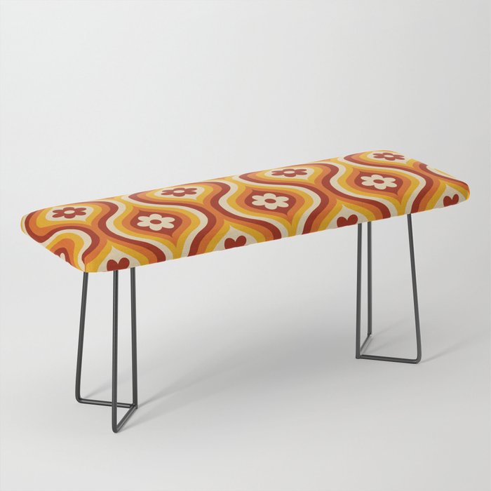 70s Groovy Daisy Ovals Pattern Bench Gallery Image 1