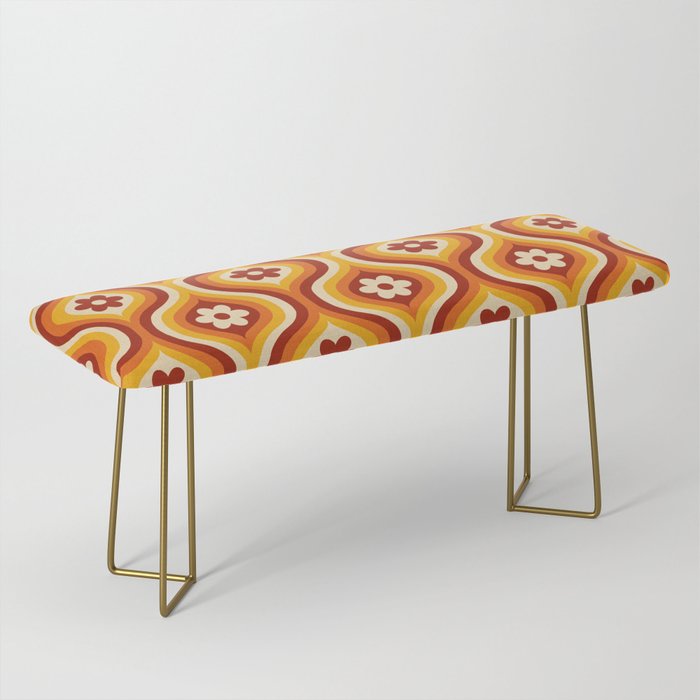 70s Groovy Daisy Ovals Pattern Bench Gallery Image 2