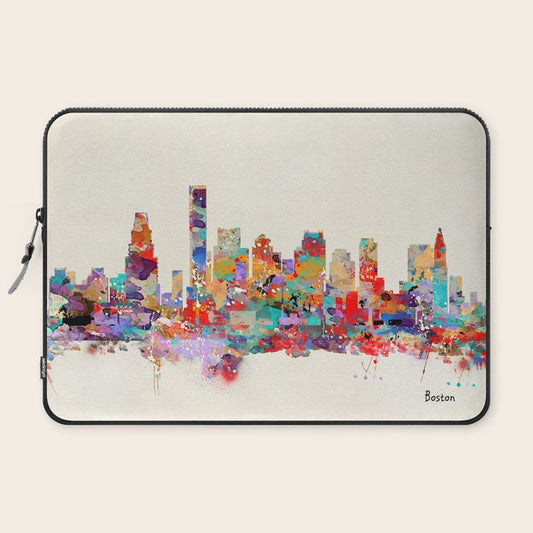 Boston city watercolor Laptop Sleeve Gallery Image 2