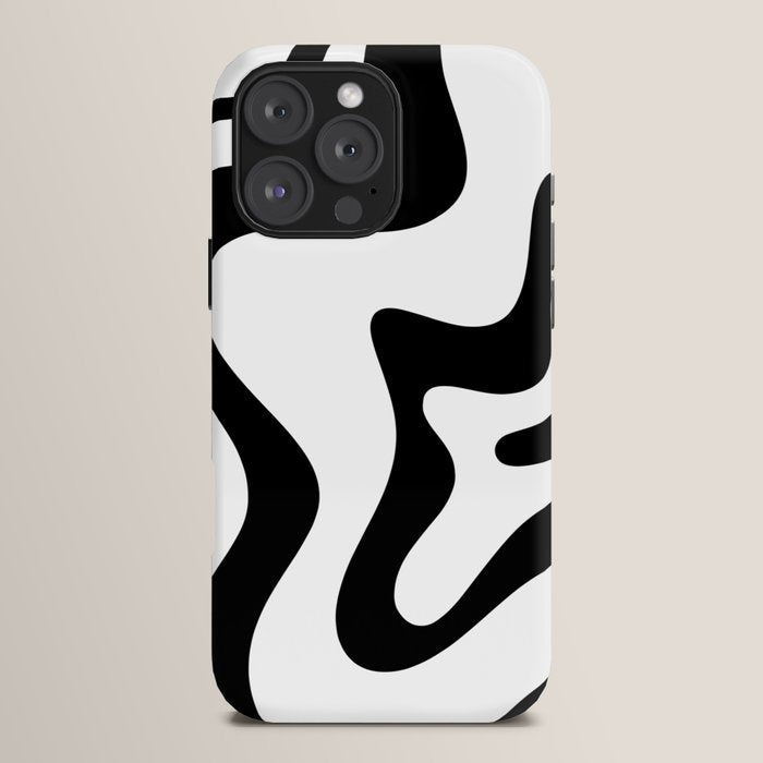 Retro Liquid Swirl Abstract Pattern Square Black and White iPhone Case Gallery Image 16