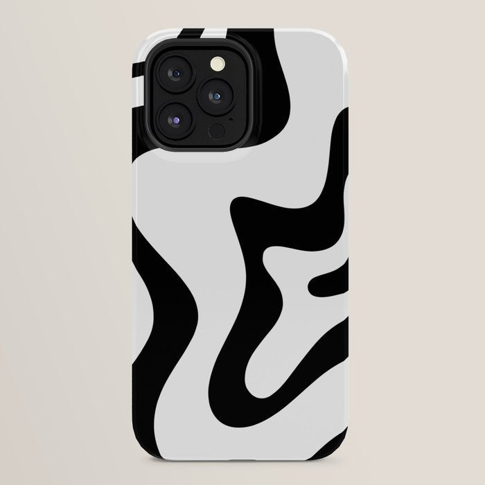 Retro Liquid Swirl Abstract Pattern Square Black and White iPhone Case Gallery Image 32