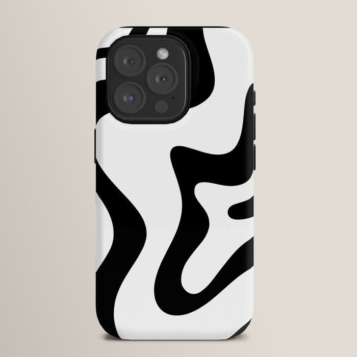 Retro Liquid Swirl Abstract Pattern Square Black and White iPhone Case Gallery Image 15