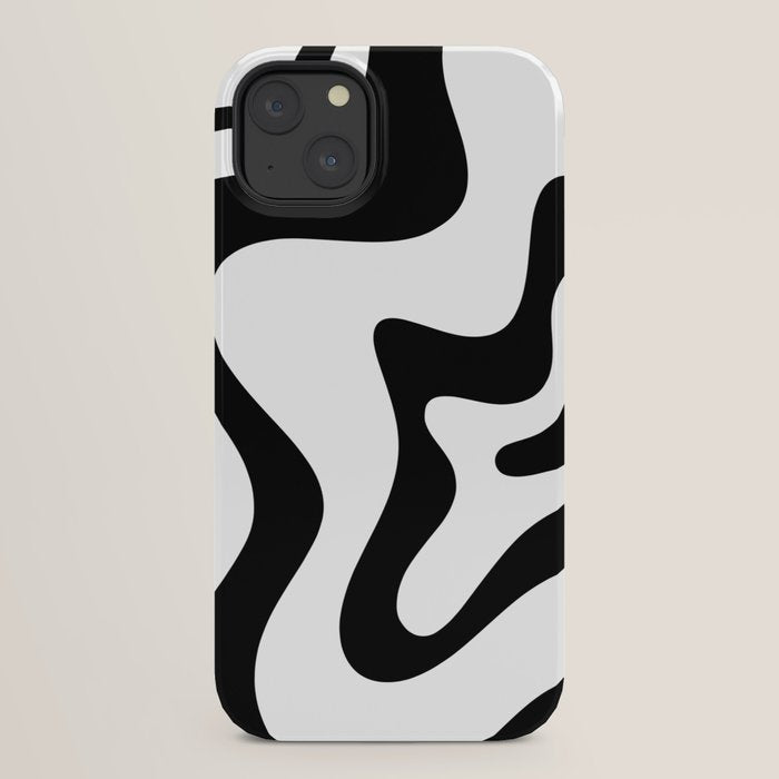 Retro Liquid Swirl Abstract Pattern Square Black and White iPhone Case Gallery Image 30
