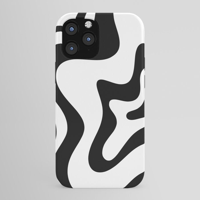 Retro Liquid Swirl Abstract Pattern Square Black and White iPhone Case Gallery Image 43