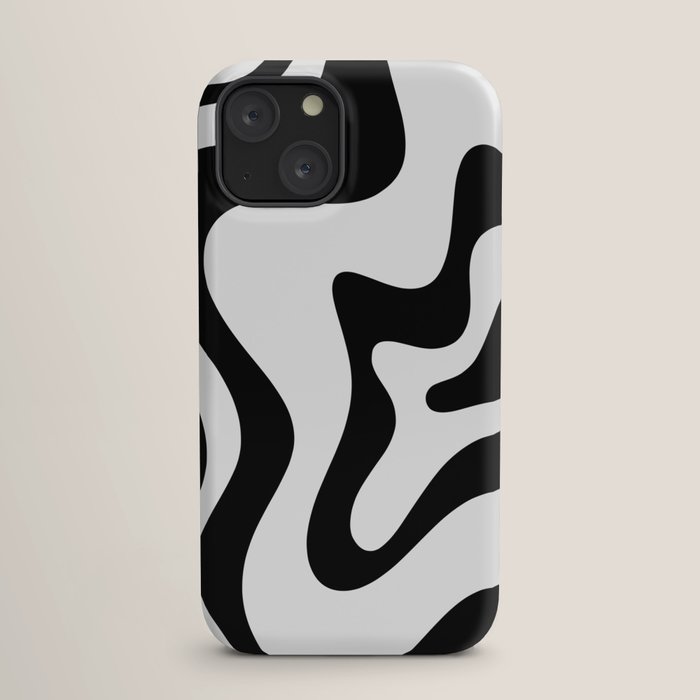 Retro Liquid Swirl Abstract Pattern Square Black and White iPhone Case Gallery Image 17