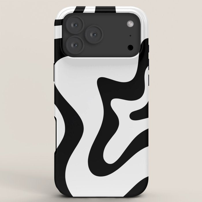 Retro Liquid Swirl Abstract Pattern Square Black and White iPhone Case Gallery Image 8