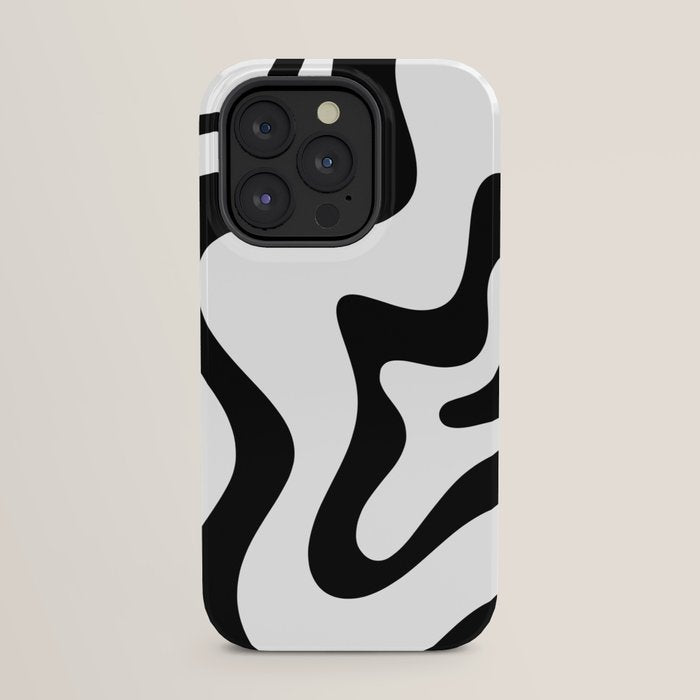 Retro Liquid Swirl Abstract Pattern Square Black and White iPhone Case Gallery Image 31