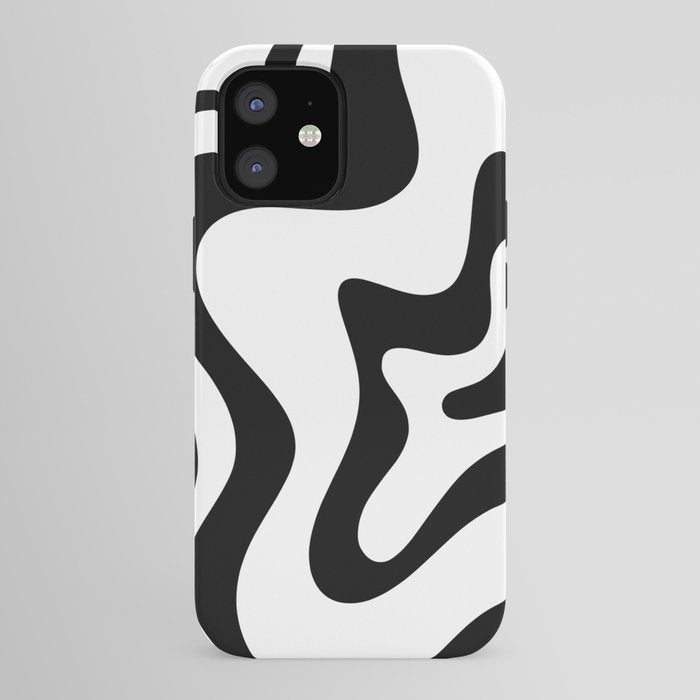 Retro Liquid Swirl Abstract Pattern Square Black and White iPhone Case Gallery Image 41