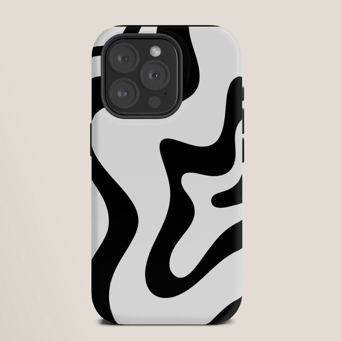 Retro Liquid Swirl Abstract Pattern Square Black and White iPhone Case Gallery Image 11