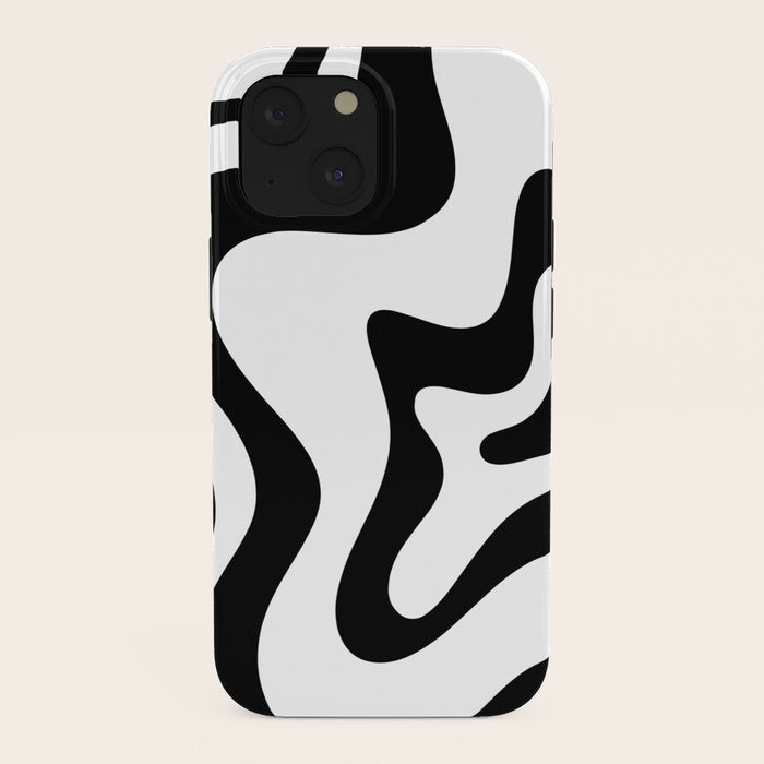 Retro Liquid Swirl Abstract Pattern Square Black and White iPhone Case Gallery Image 38