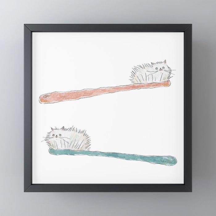 Toothbrush Cats Mini Art Print Gallery Image 3
