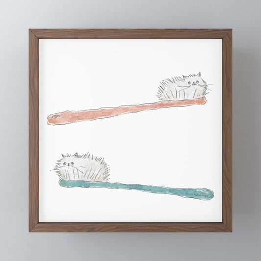 Toothbrush Cats Mini Art Print Gallery Image 2