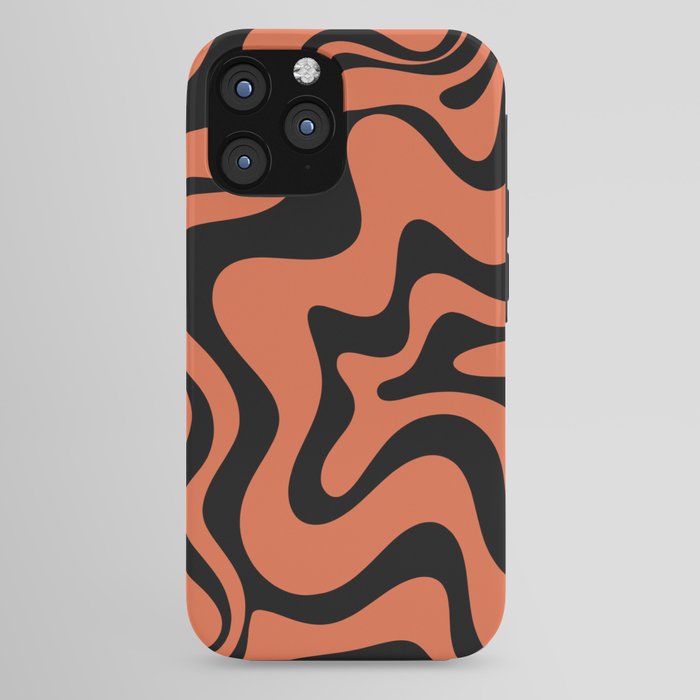 Retro Liquid Swirl Abstract Pattern in Black and Orange iPhone Case Gallery Image 44