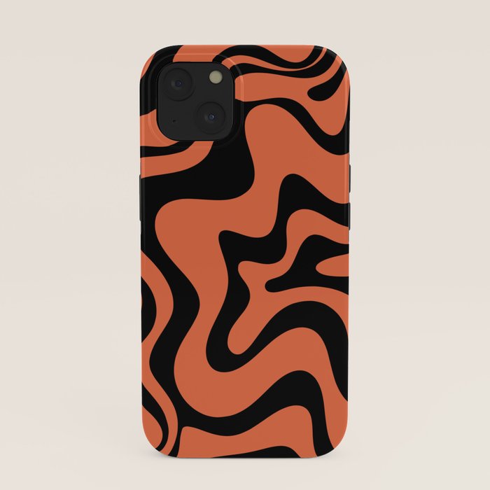 Retro Liquid Swirl Abstract Pattern in Black and Orange iPhone Case Gallery Image 37