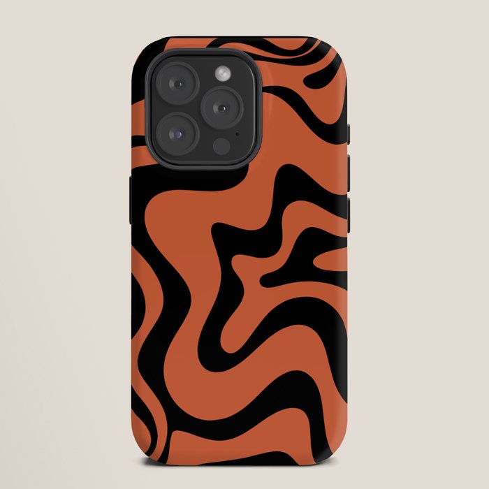 Retro Liquid Swirl Abstract Pattern in Black and Orange iPhone Case Gallery Image 11