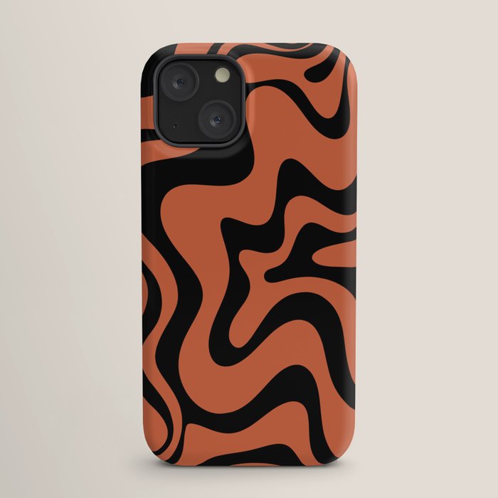 Retro Liquid Swirl Abstract Pattern in Black and Orange iPhone Case Gallery Image 17